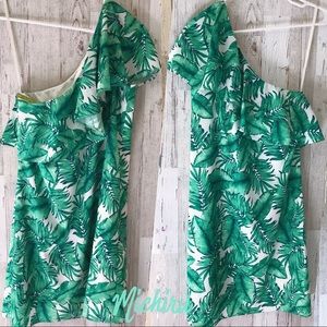 Gianni Bini Pam One Shoulder Green Floral Dress